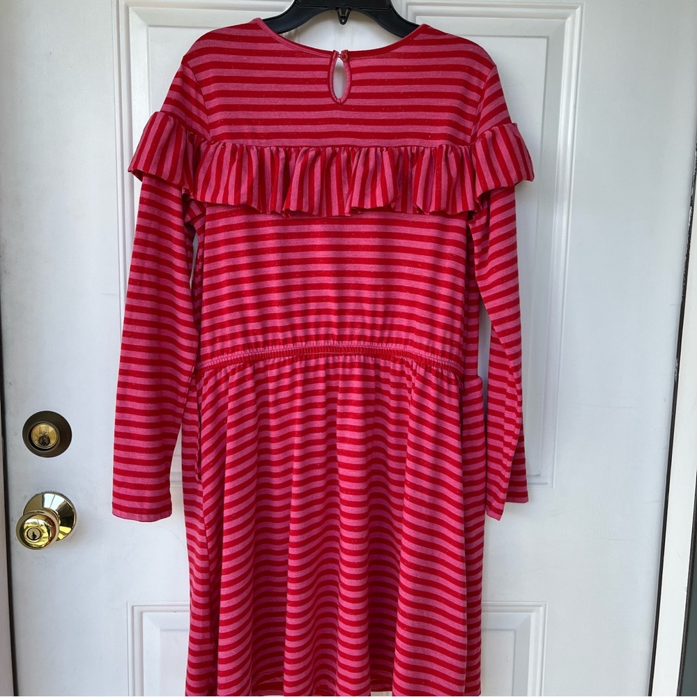 •Cat & Jack• Girls Shimmery Striped Ruffle Dress - Size XXL - Picture 5 of 9
